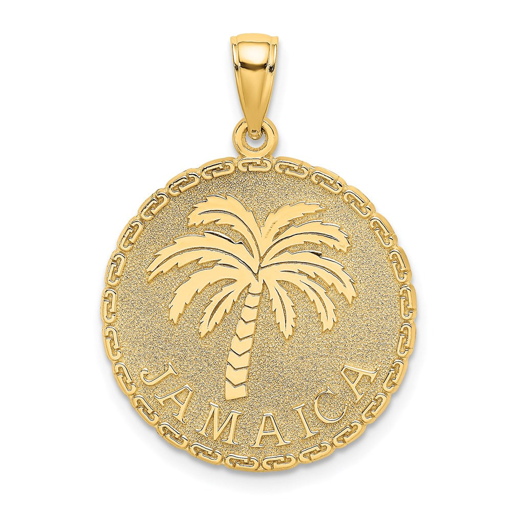 14K Gelbgold JAMAICA- und Palmen-Scheiben-Charm