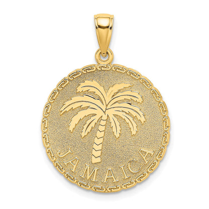 14K Gelbgold JAMAICA- und Palmen-Scheiben-Charm