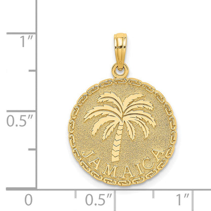 14K Gelbgold JAMAICA und Palme Scheiben-Charm