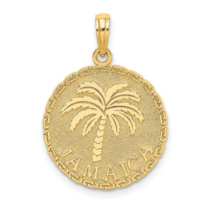 14K Gelbgold JAMAICA und Palme Scheiben-Charm
