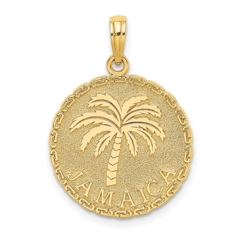 14K Gelbgold JAMAICA und Palme Scheiben-Charm