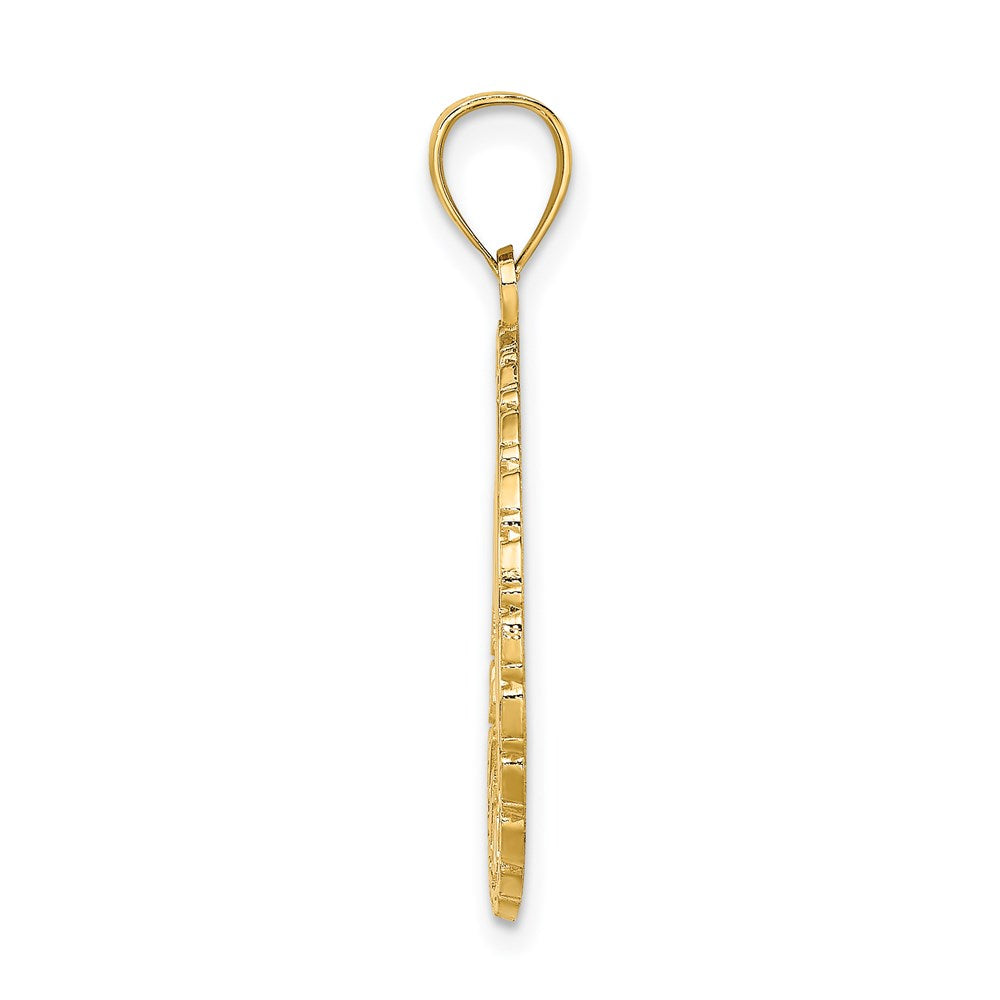 14K Gelbgold Charm-Anhänger mit Scheibenmotiv "JAMAICA" und Delfinen