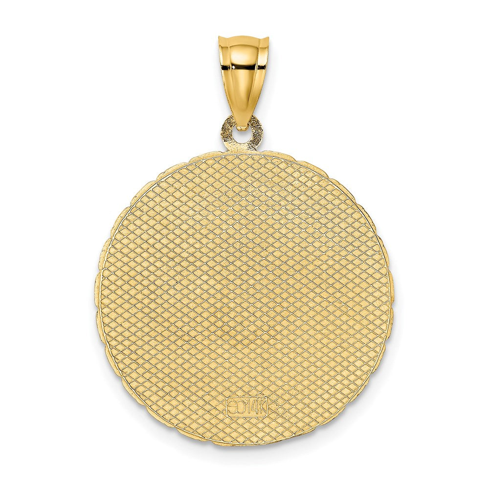 14K Gelbgold Charm-Anhänger mit Scheibenmotiv "JAMAICA" und Delfinen
