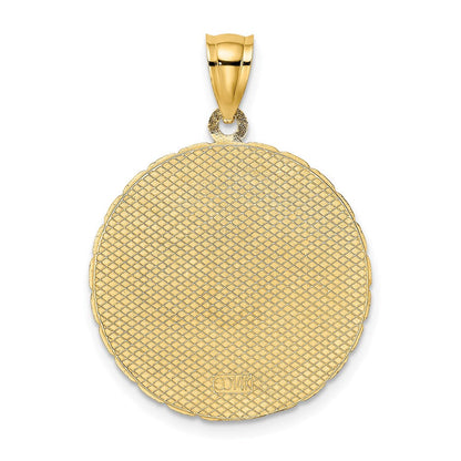 14K Gelbgold Charm-Anhänger mit Scheibenmotiv "JAMAICA" und Delfinen
