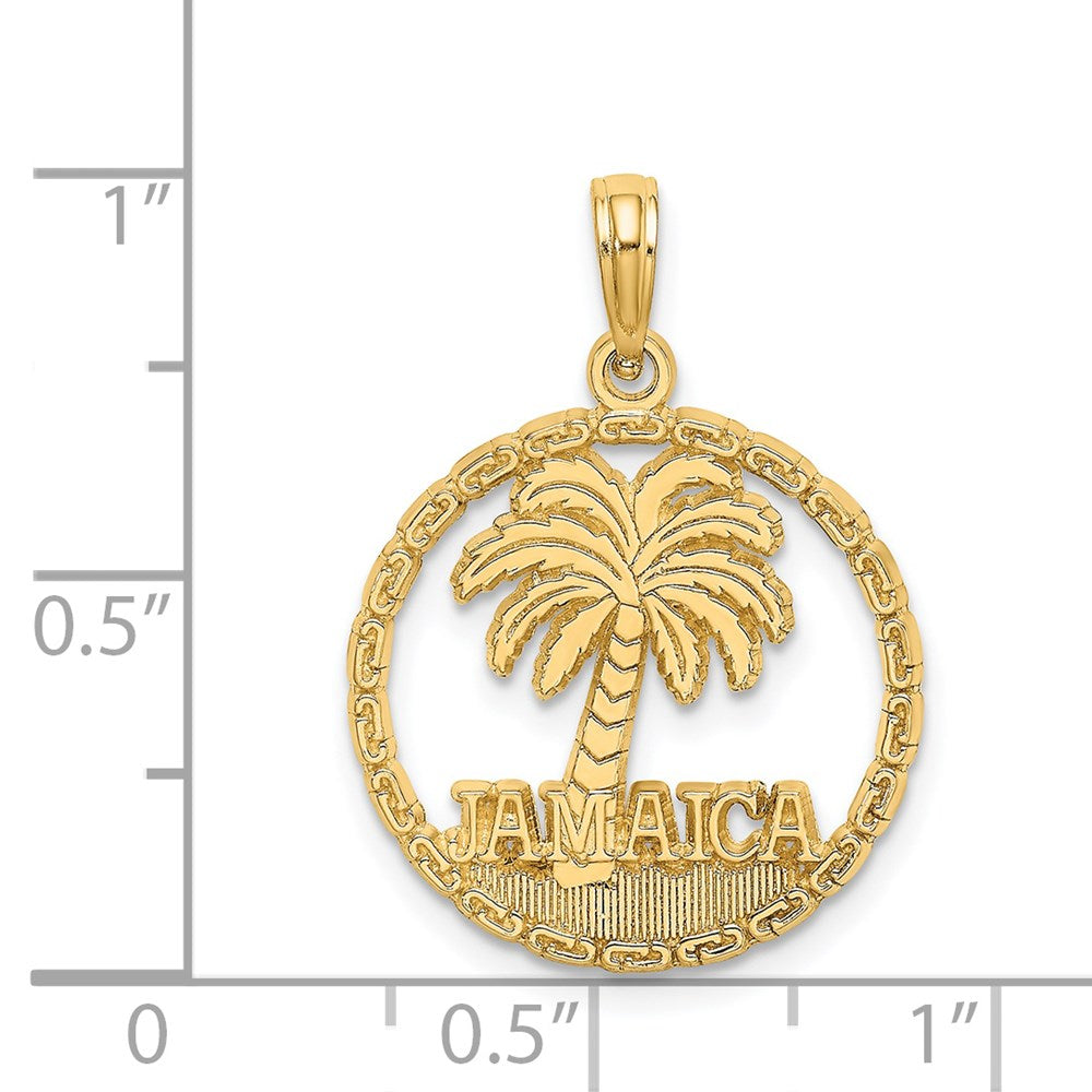 14K Gelbgold JAMAICA Palmenbaum-Kreis-Charm