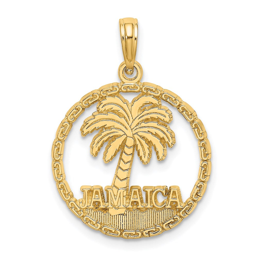 14K Gelbgold JAMAICA Palmenbaum-Kreis-Charm