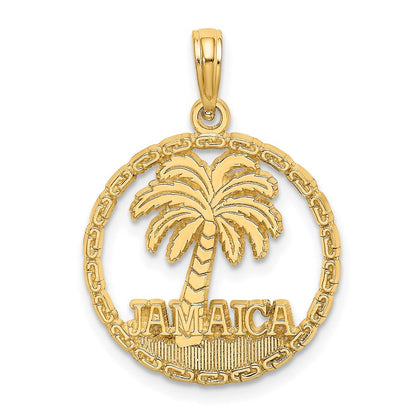 14K Gelbgold JAMAICA Palmenbaum-Kreis-Charm