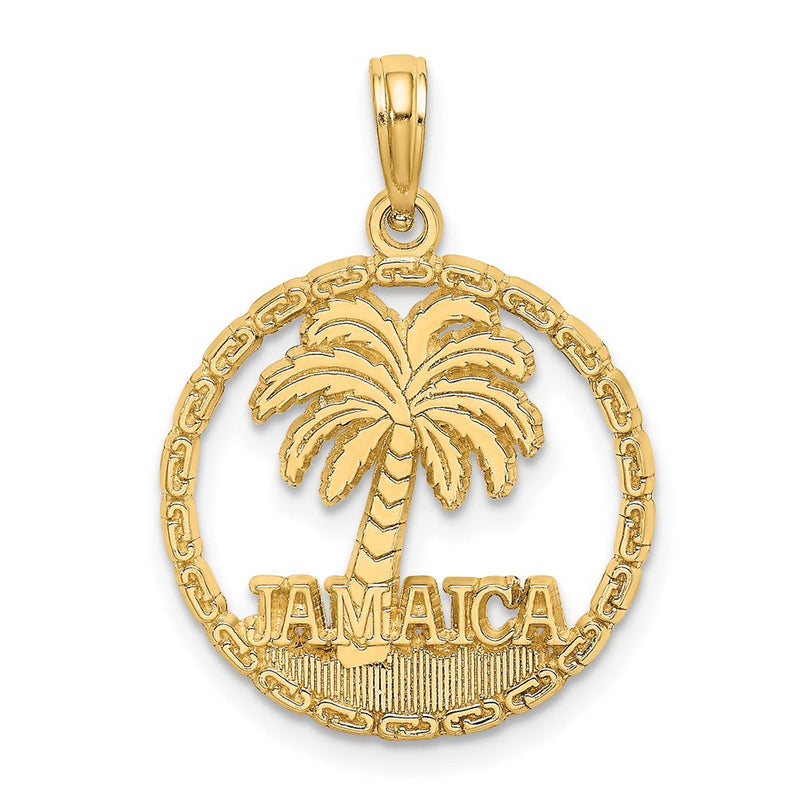 14K Gelbgold JAMAICA Palmenbaum-Kreis-Charm