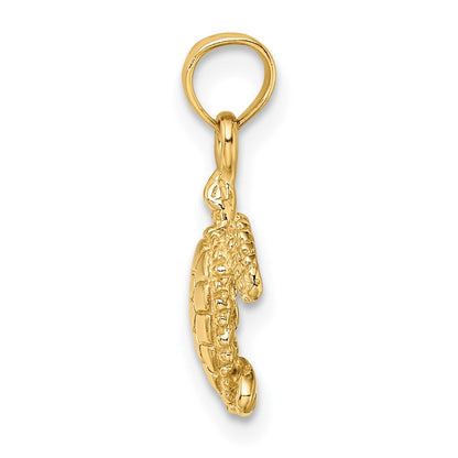 14K Gelbgold 3-d Mini Meer Schildkröte Charm