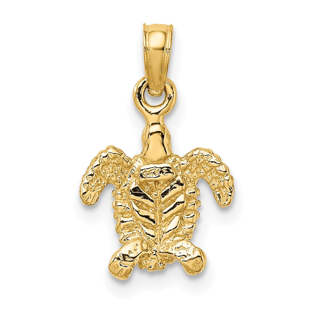 14K Gelbgold 3-d Mini Meer Schildkröte Charm