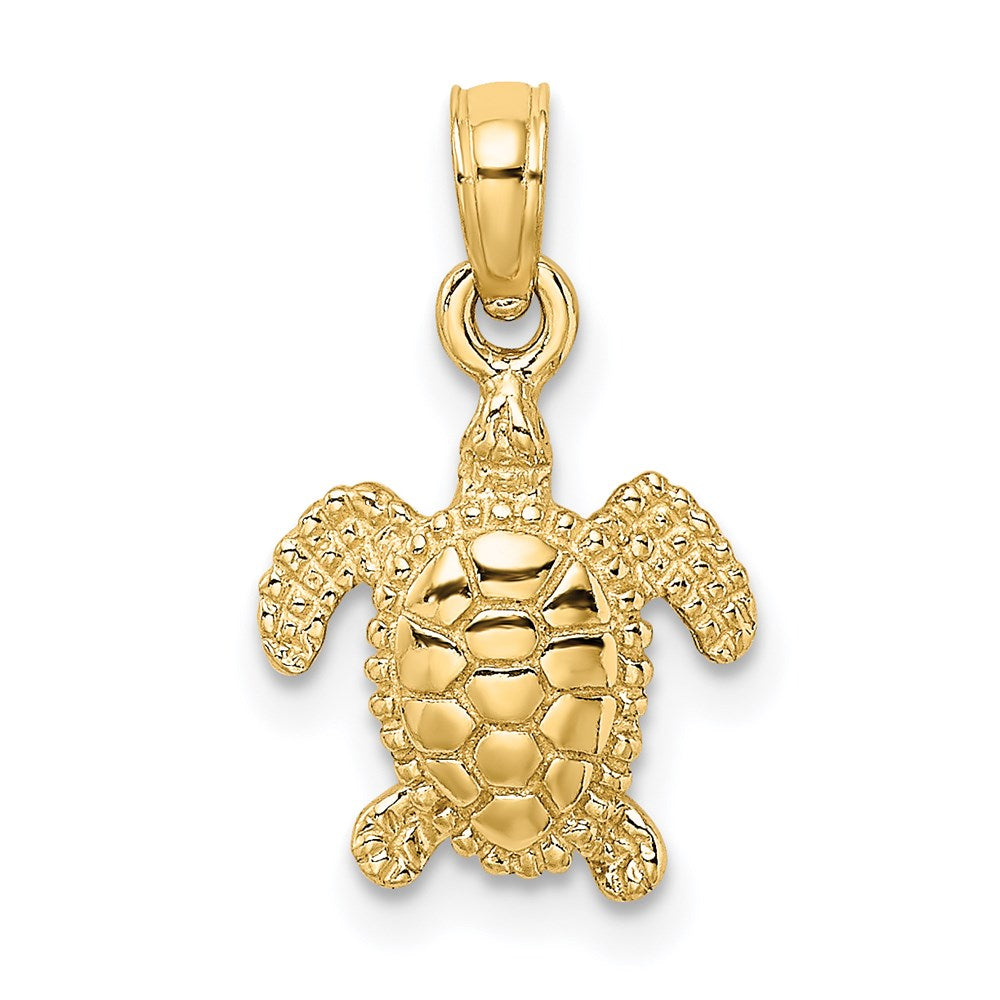 14K Gelbgold 3-d Mini Meer Schildkröte Charm