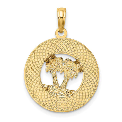 14K Gelbgold Florida-Charm mit doppeltem Palmen-Kreis