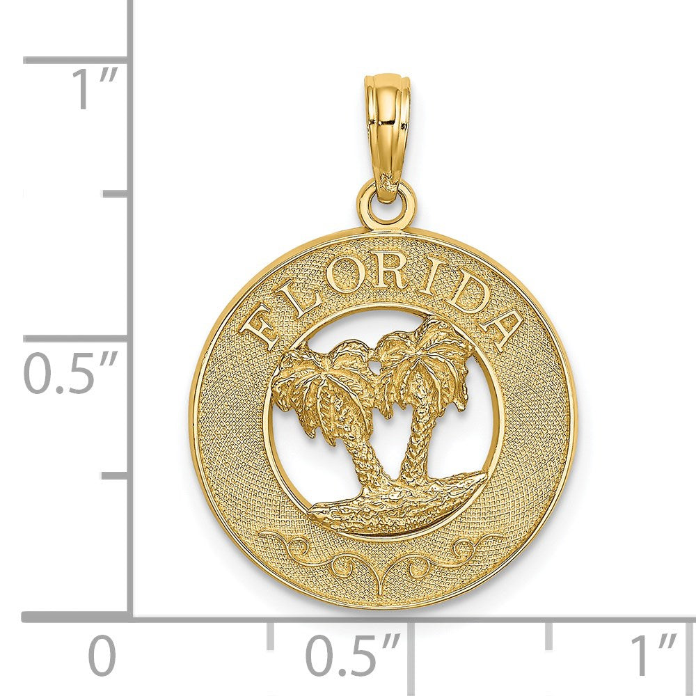 14K Gelbgold Florida-Charm mit doppeltem Palmen-Kreis