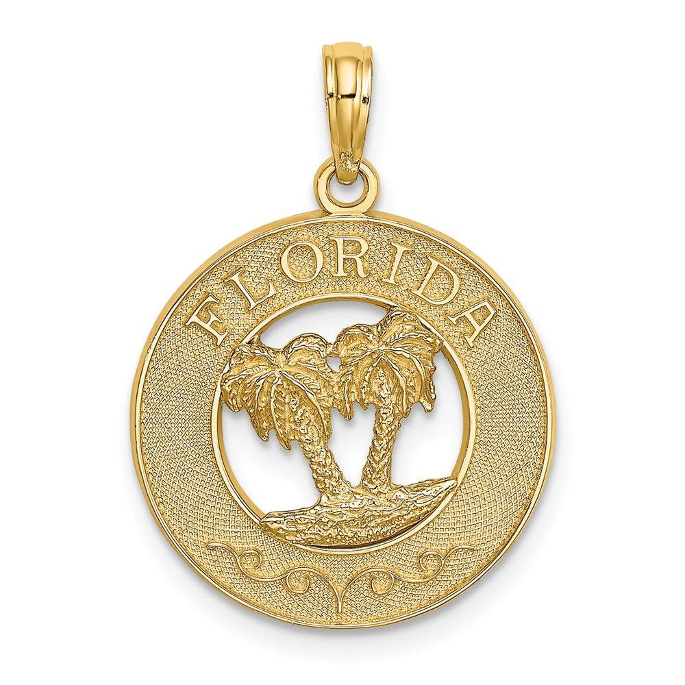 14K Gelbgold Florida-Charm mit doppeltem Palmen-Kreis