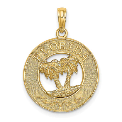 14K Gelbgold Florida-Charm mit doppeltem Palmen-Kreis