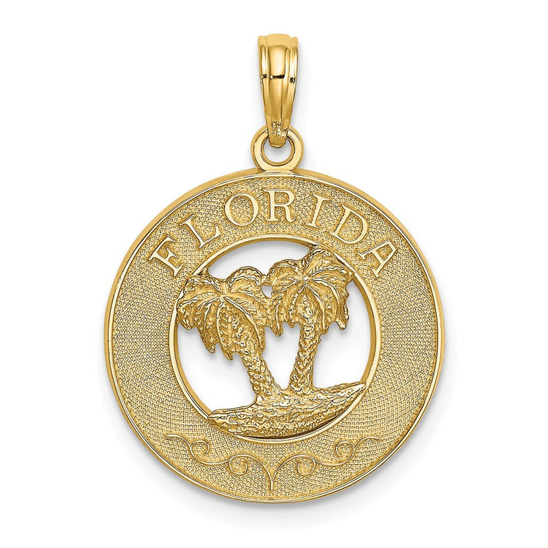 14K Gelbgold Florida-Charm mit doppeltem Palmen-Kreis