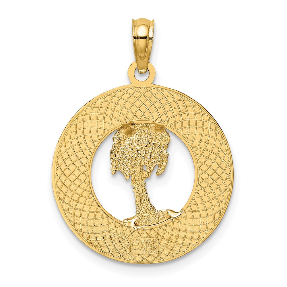 14K Gelbgold Charm "Florida" mit Palme im Kreis