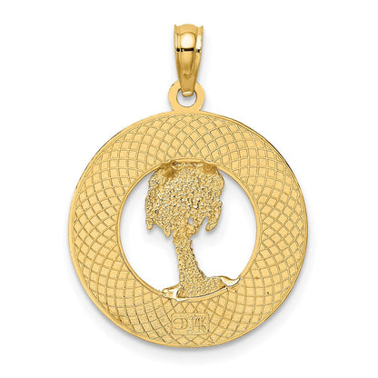 14K Gelbgold Charm "Florida" mit Palme im Kreis