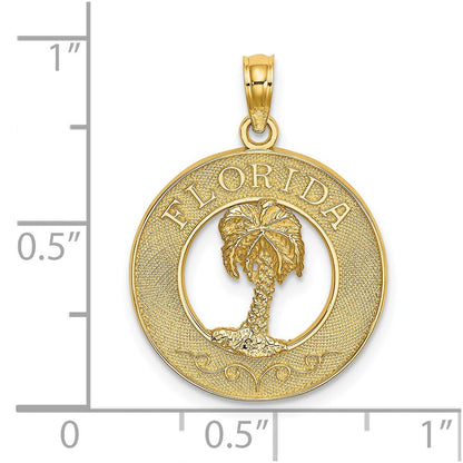 14K Gelbgold Charm "Florida" mit Palme im Kreis