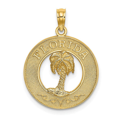 14K Gelbgold Charm "Florida" mit Palme im Kreis