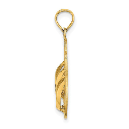 14K Gelbgold 3D Großer MYRTLE BEACH Charm mit Flip-Flops