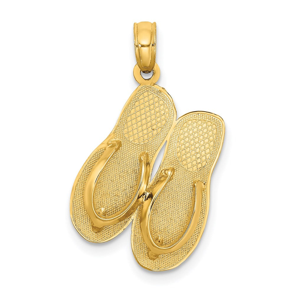 14K Gelbgold 3D Großer MYRTLE BEACH Charm mit Flip-Flops