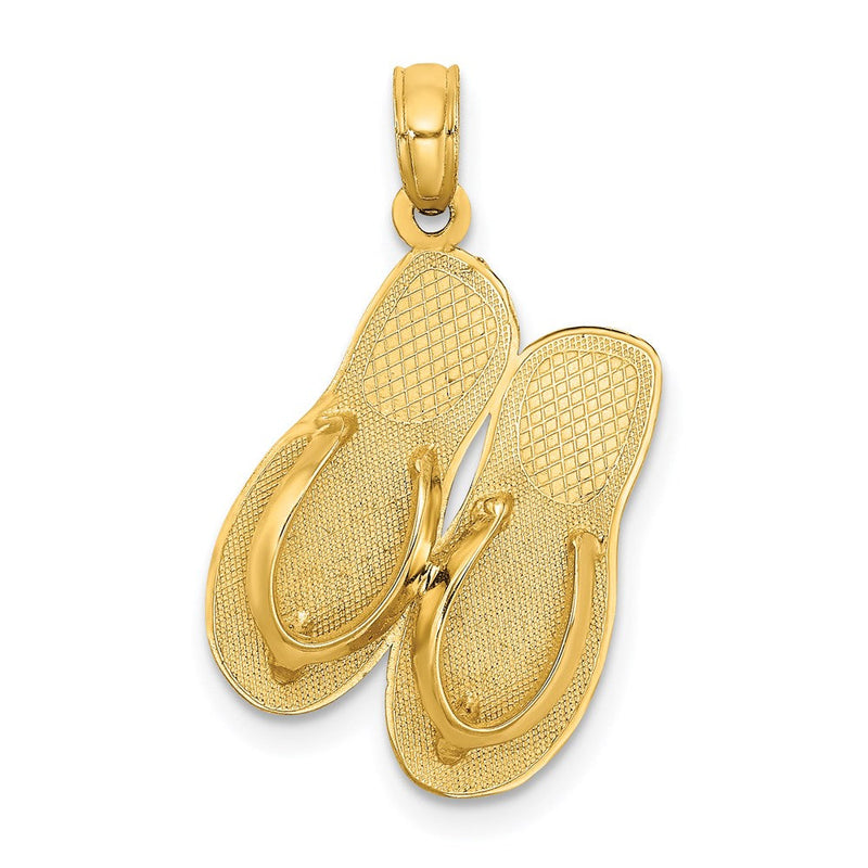 14K Gelbgold 3D Großer MYRTLE BEACH Charm mit Flip-Flops
