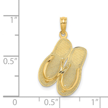 14K Gelbgold Großer SAINT AUGUSTINE Flip-Flops-Charm
