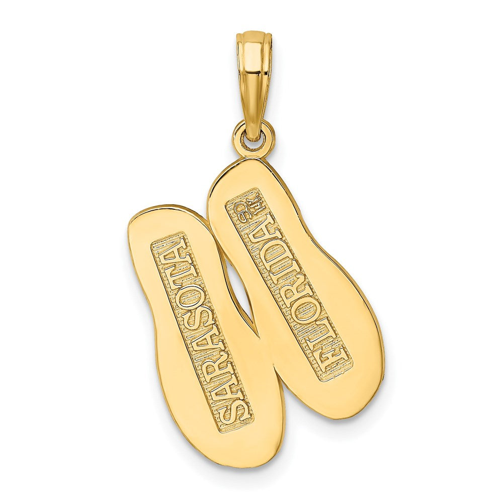 14K Gelbgold 3D-Charm „Flip-Flops Sarasota Florida“, groß