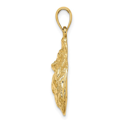 14K Gelbgold Austern-Charm, strukturiert und poliert