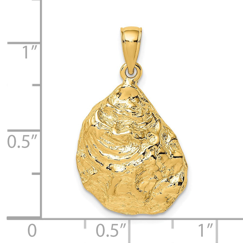 14K Gelbgold Austern-Charm, strukturiert und poliert