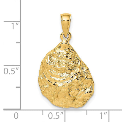 14K Gelbgold Austern-Charm, strukturiert und poliert