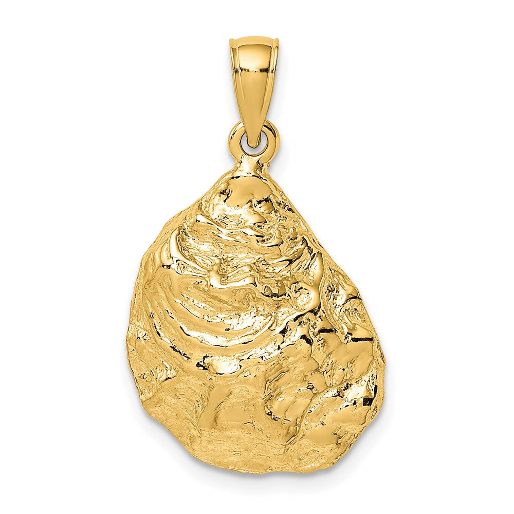 14K Gelbgold Austern-Charm, strukturiert und poliert