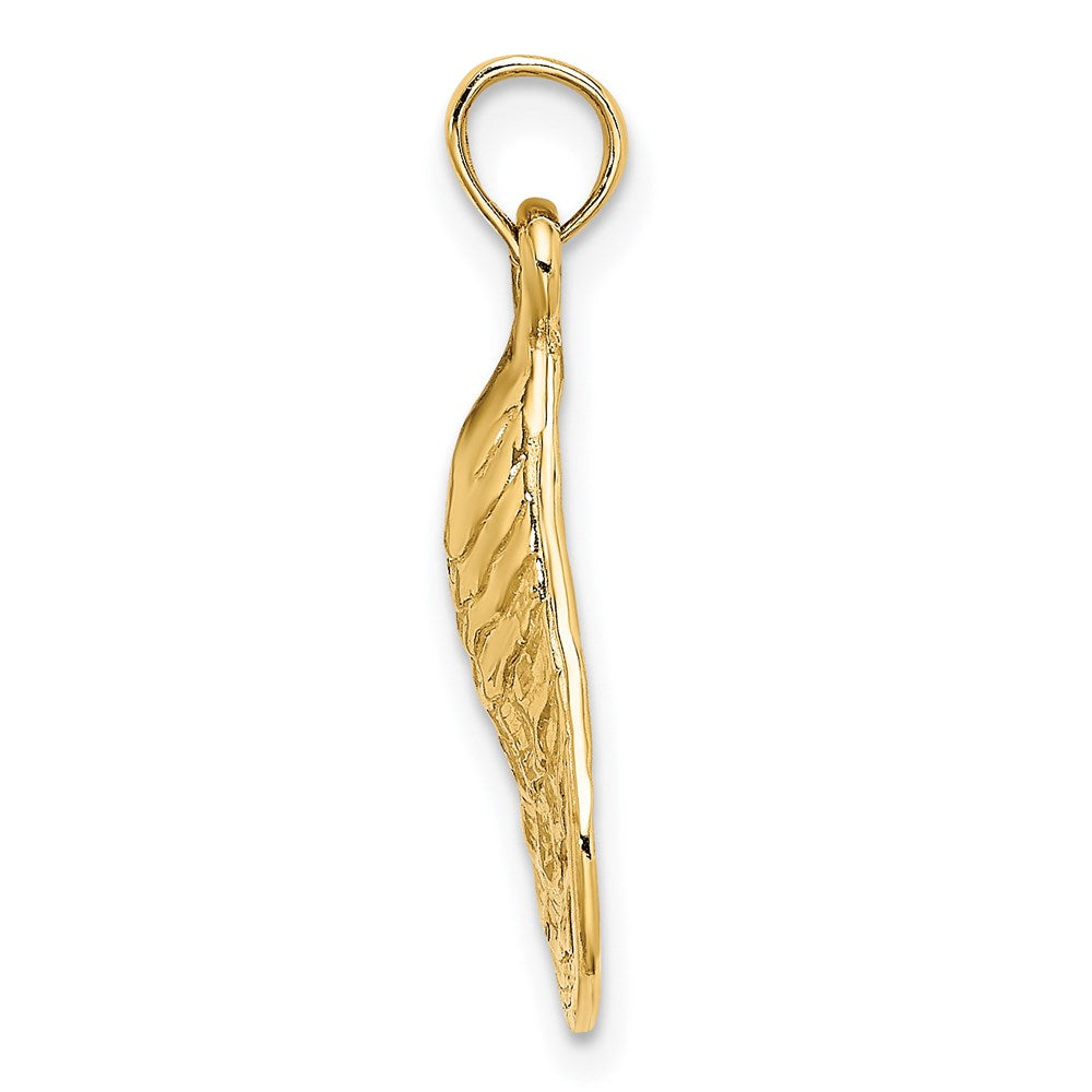 14K Gelbgold Austern-Charm, strukturiert und poliert