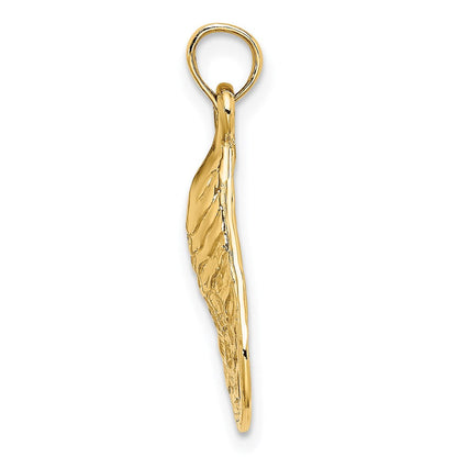 14K Gelbgold Austern-Charm, strukturiert und poliert