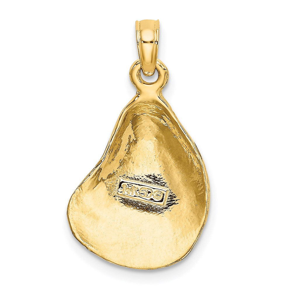 14K Gelbgold Austern-Charm, strukturiert und poliert