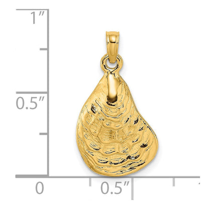 14K Gelbgold Austern-Charm, strukturiert und poliert