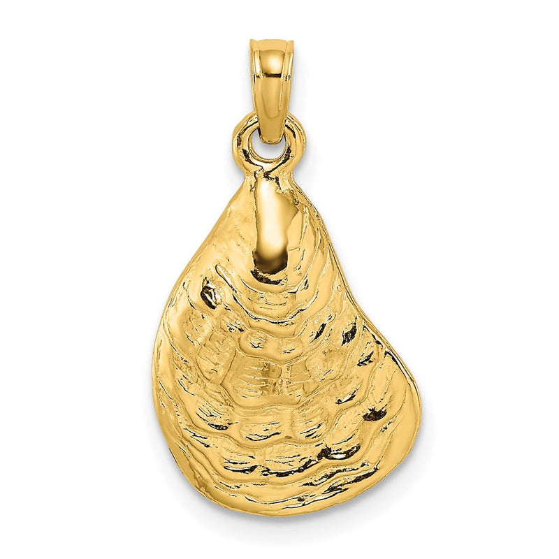 14K Gelbgold Austern-Charm, strukturiert und poliert