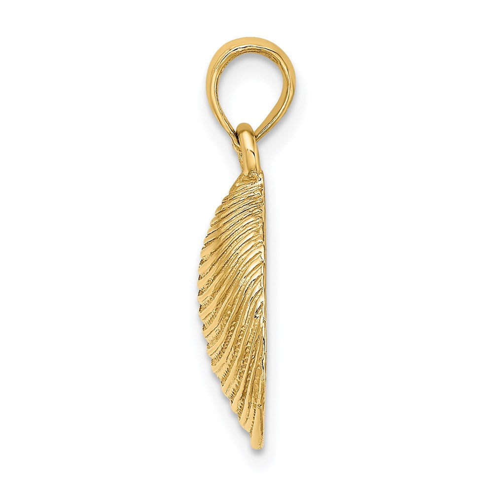 14K Gelbgold Charm gestrukturierte Muschel