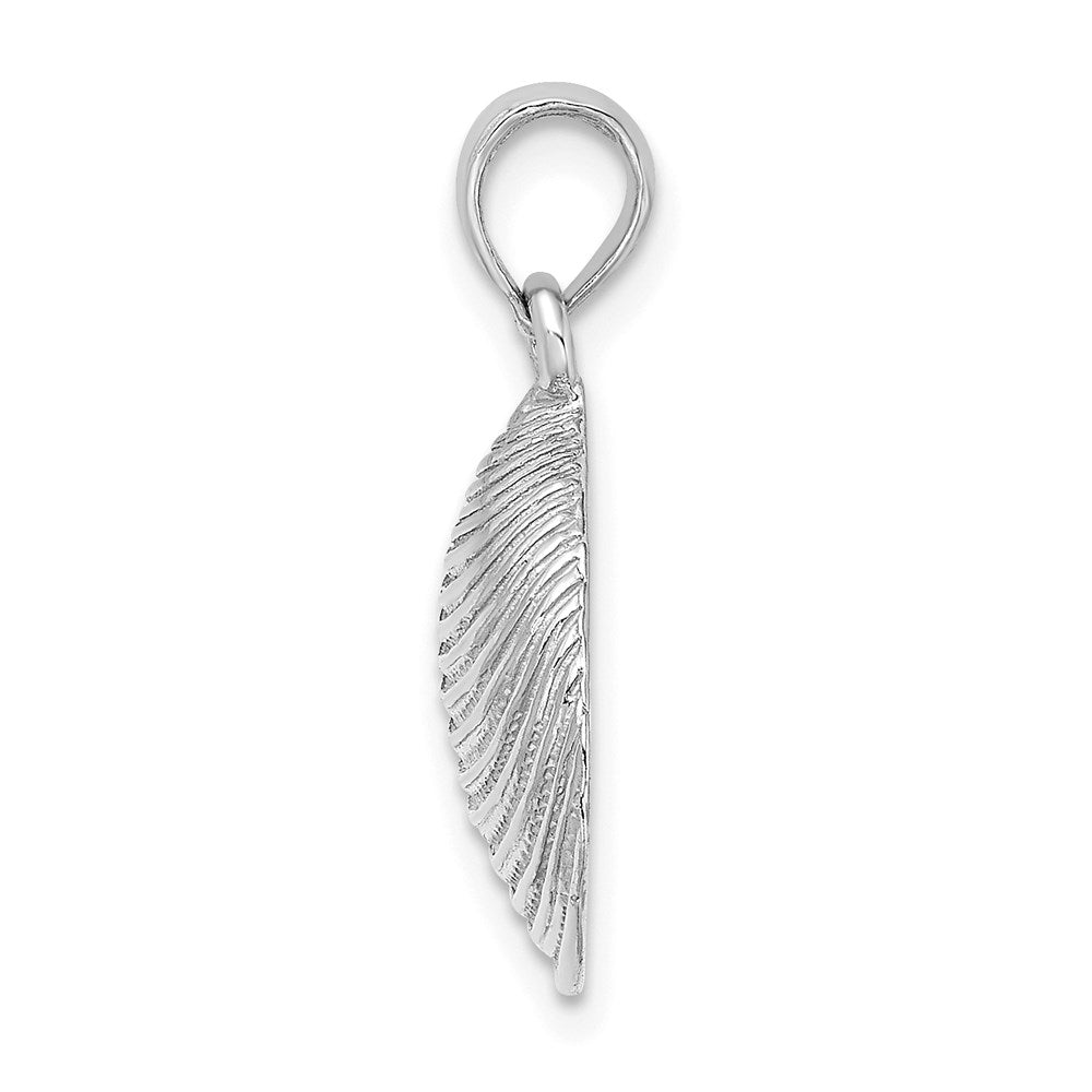 14K Weißgold Muschel-Charm mit strukturierter Oberfläche
