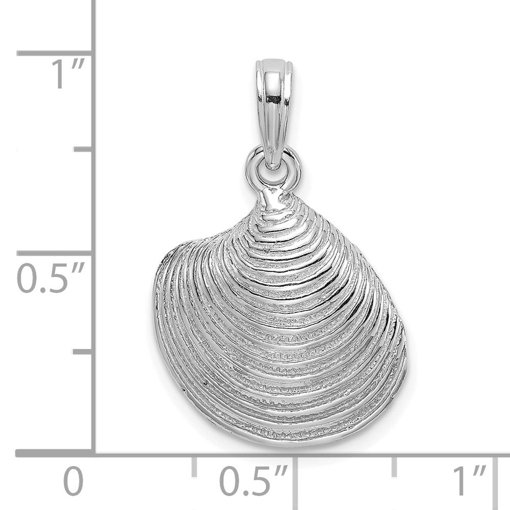 14K Weißgold Muschel-Charm mit strukturierter Oberfläche