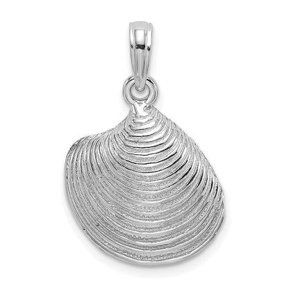 14K Weißgold Muschel-Charm mit strukturierter Oberfläche
