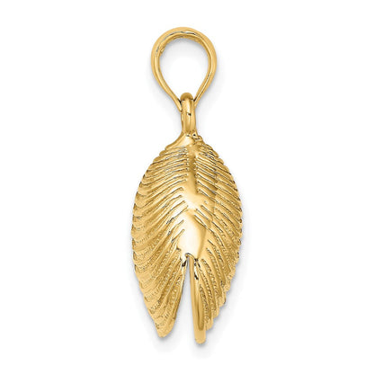 14K Gelbgold 3-D Strukturierter Muschel-Charm