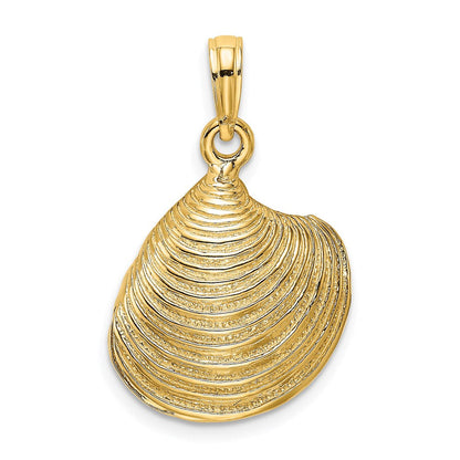 14K Gelbgold 3-D Strukturierter Muschel-Charm
