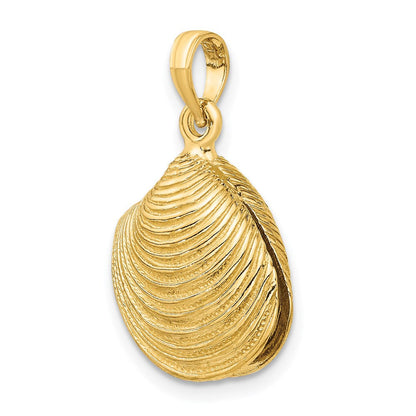14K Gelbgold 3-D Strukturierter Muschel-Charm