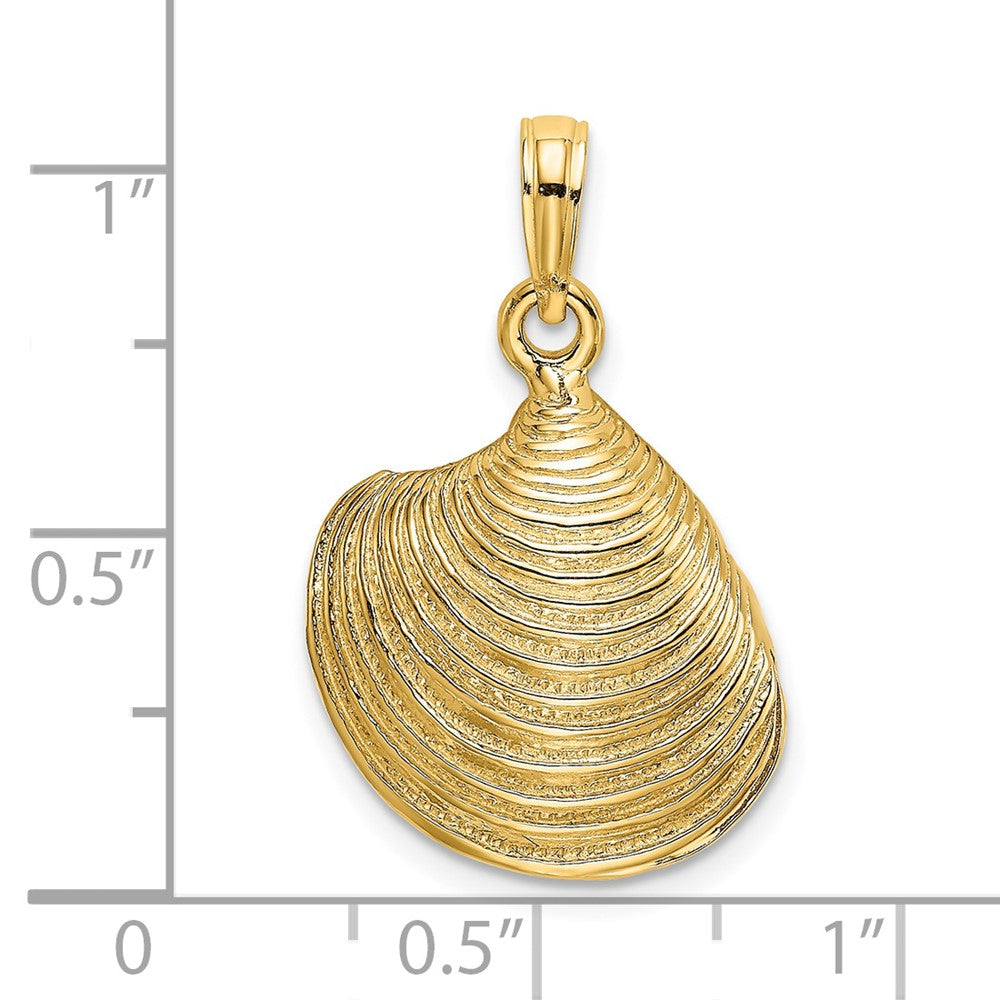 14K Gelbgold 3-D Strukturierter Muschel-Charm