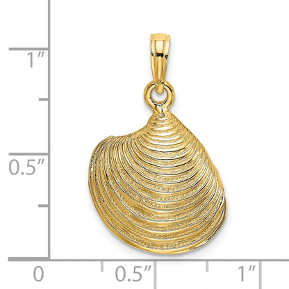 14K Gelbgold 3-D Strukturierter Muschel-Charm