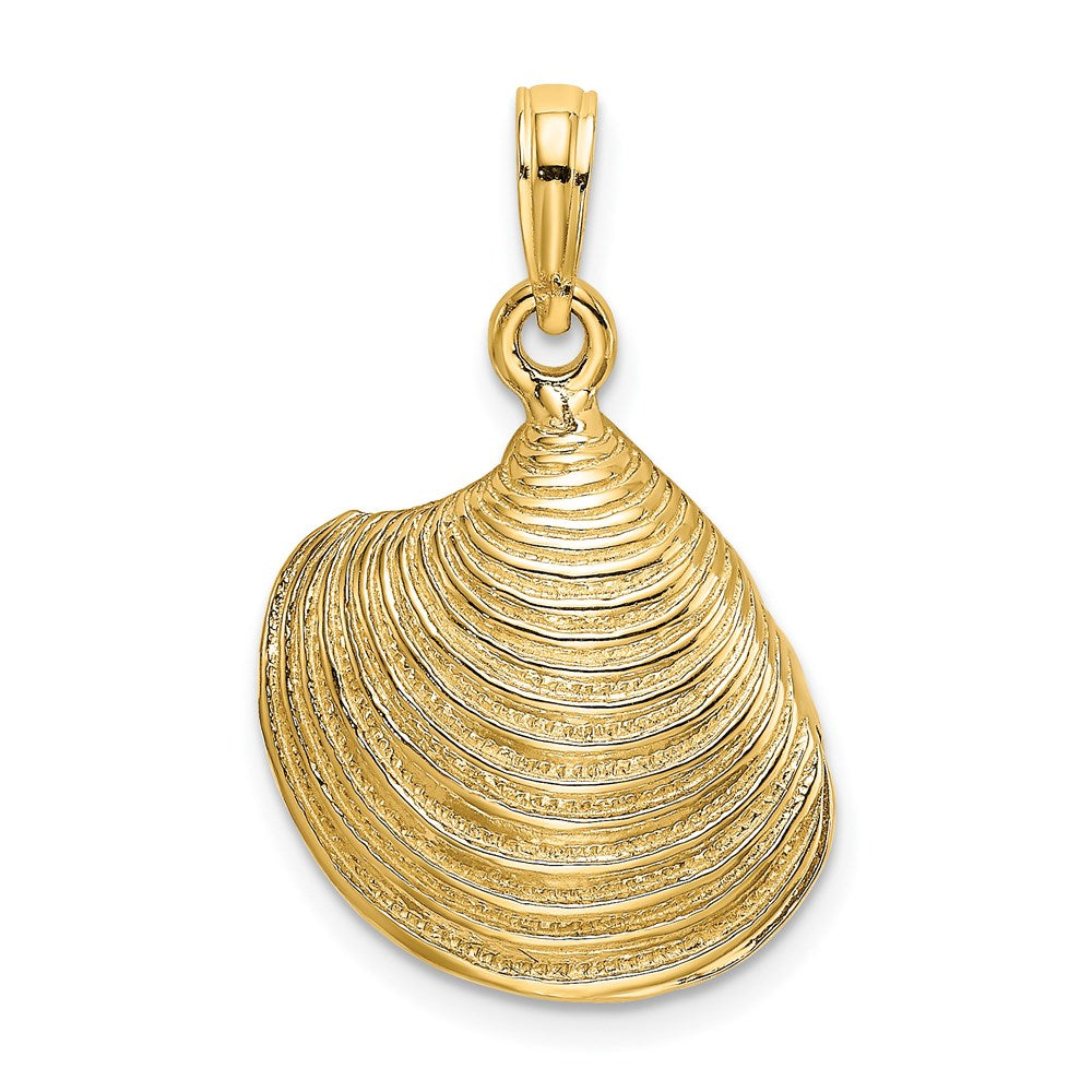 14K Gelbgold 3-D Strukturierter Muschel-Charm