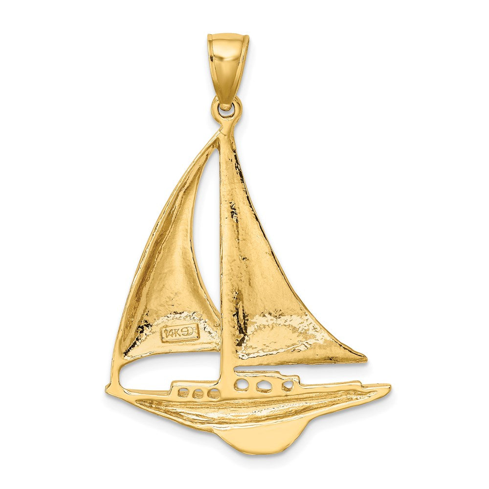 14K Gelbgold Polierter Segelboot-Charm