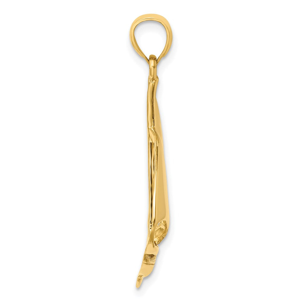 14K Gelbgold polierter Segelboot-Charm